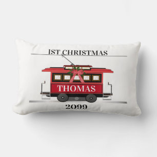 Coussin Rectangle Tram Trolley Streetcar 1er Christmas Keepsaké