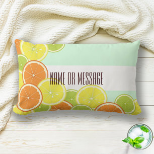 Coussin Rectangle Tranches de fruits d'agrumes colorés et modernes