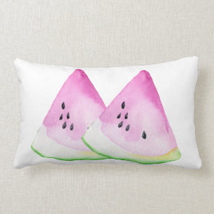 Coussin Rectangle Tranches de pastèque à l'aquarelle en été Accent
