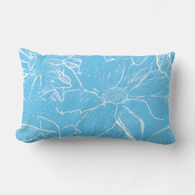 Coussin Rectangle Transparence du paquet blanc floral -bleu (Recto)
