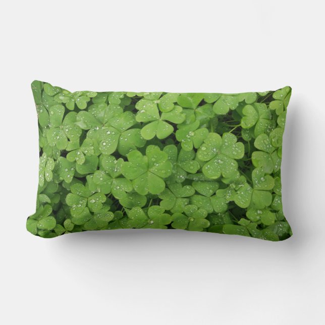 Coussin Rectangle Trèfle frais vert, trèfle chanceux de la Saint-Pat (Recto)