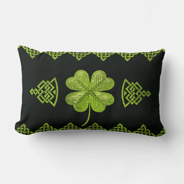 Coussin Rectangle Trèfle irlandais de Quatre-feuille de shamrock (Recto)