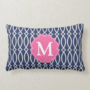 Coussin Rectangle Treillis moderne élégant de bleu marine décoré
