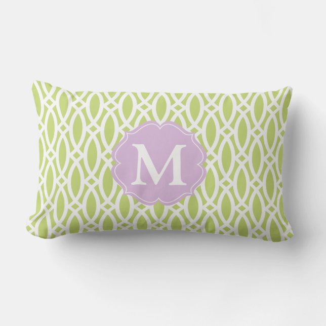 Coussin Rectangle Treillis moderne vert élégant personnalisé (Recto)