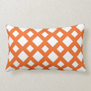 Coussin Rectangle Trellis orange sur le blanc