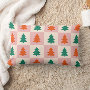 Coussin Rectangle Trendy mignon coloré rétro arbres de Noël motif