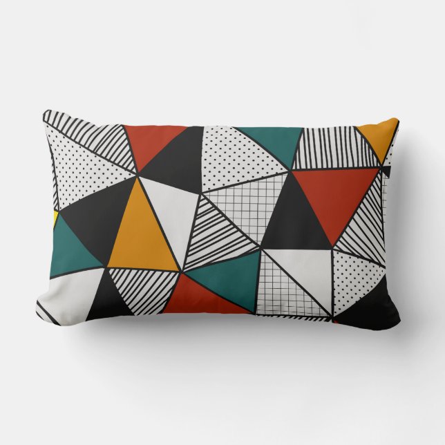 Coussin Rectangle triangles colorés motif géométrique (Recto)