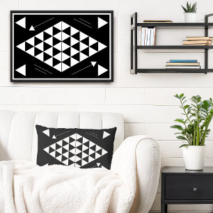 Coussin Rectangle Triangles géométriques blancs