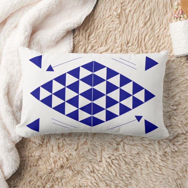 Coussin Rectangle Triangles géométriques bleus (Couverture)