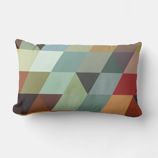 Coussin Rectangle Triangles multicolores géométriques des motifs | (Recto)