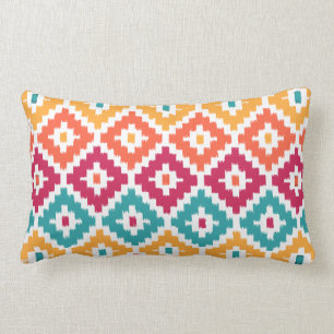Coussin Rectangle Tribal Aztèque Orange turquoise Imprimer Ikat Diam