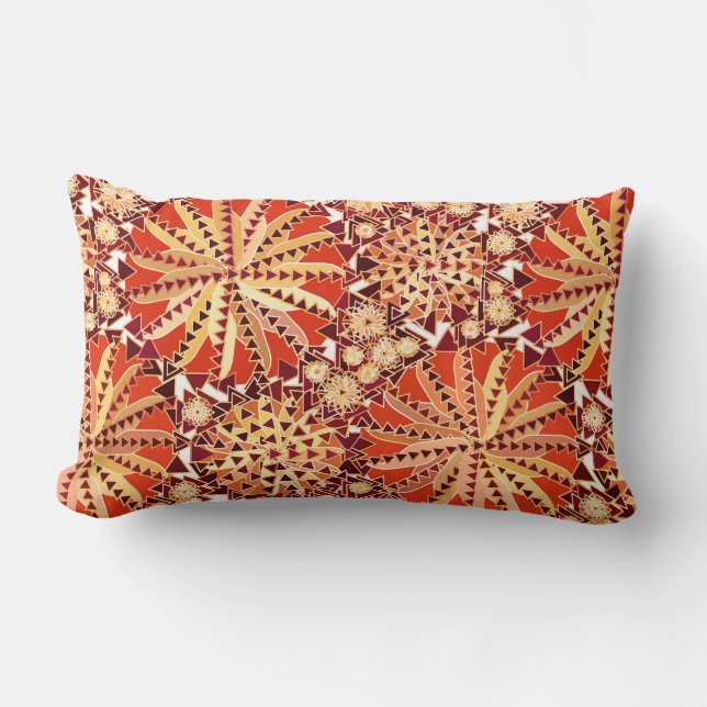 Coussin Rectangle Tribal Mandala Print, rouille orange et Brown (Recto)