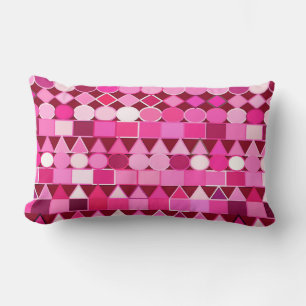 Coussin Rectangle Tribal moderne géométrique, bordeaux et rose