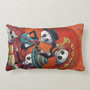 Coussin Rectangle Trio de mariachi de Dia de Los Muertos Skeleton