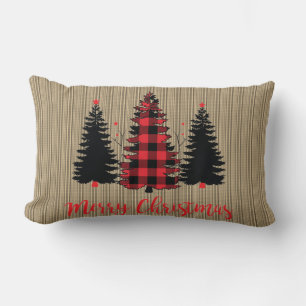 Coussin Rectangle Trio rustique d'arbre de Noël