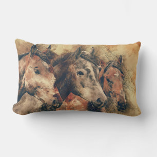Coussin Rectangle Trio Rustique Horses