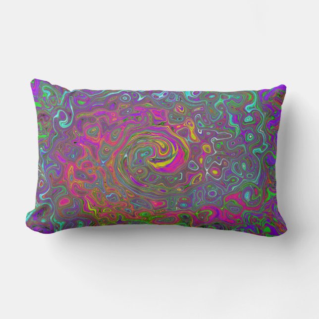 Coussin Rectangle Trippy Hot rose Abstrait Retro Liquid Swirl (Recto)