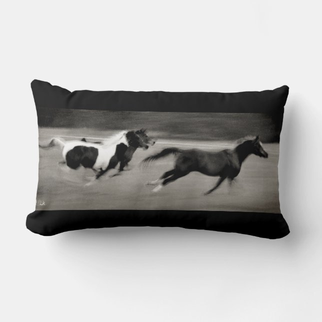 Coussin Rectangle Trois Chevaux de Galop (Recto)