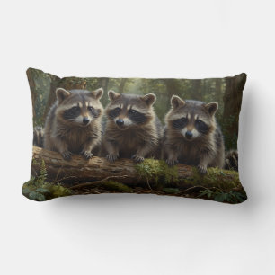 Coussin Rectangle Trois jeunes ratons dans la forêt