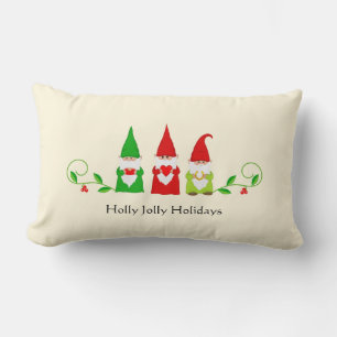 Coussin Rectangle Trois lutins de Noël sur ivoire
