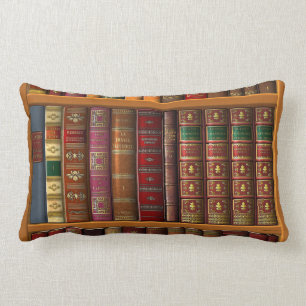 Coussin Rectangle Trompe l'oeil d'une bibliothèque de livres classiq
