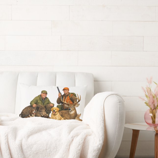 Coussin Rectangle Trophées de chasse avec chiens cadeau pour chasseu (Canapé)