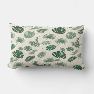 Coussin Rectangle Tropical Monstera Palm Leaves Green Botanical