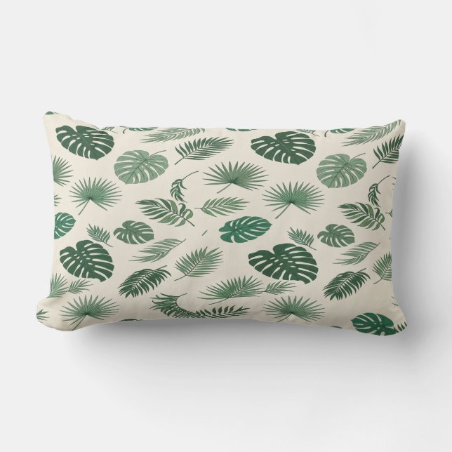 Coussin Rectangle Tropical Monstera Palm Leaves Green Botanical  (Recto)