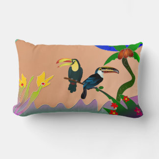 Coussin Rectangle Tropical Toucans in Garden Lumbar Pillow