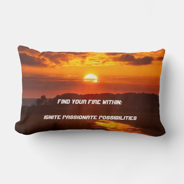 Coussin Rectangle "Trouvez votre feu intérieur"  (Recto)
