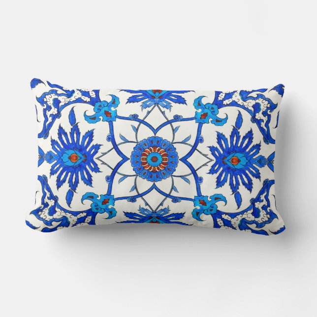 Coussin Rectangle Tuile chinoise de Nouveau d'art - bleu et blanc de (Recto)