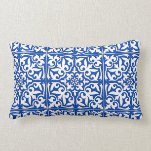 Coussin Rectangle Tuile marocaine - bleu et blanc de cobalt