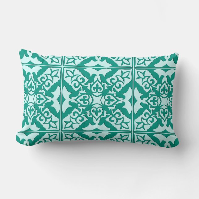 Coussin Rectangle Tuile marocaine - turquoise et aqua (Recto)