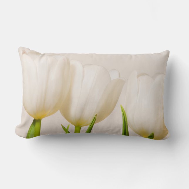 Coussin Rectangle Tulipes blanches sur fond blanc, (Recto)
