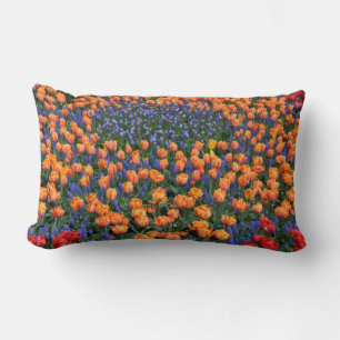 Coussin Rectangle Tulipes orange et fleurs de muscari