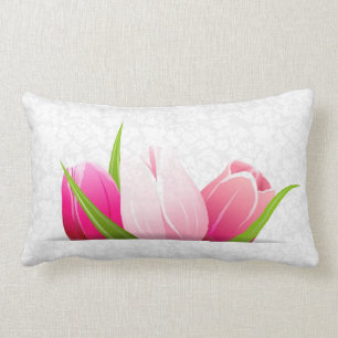 Coussin Rectangle Tulipes roses Damas blanches Arrière - plan