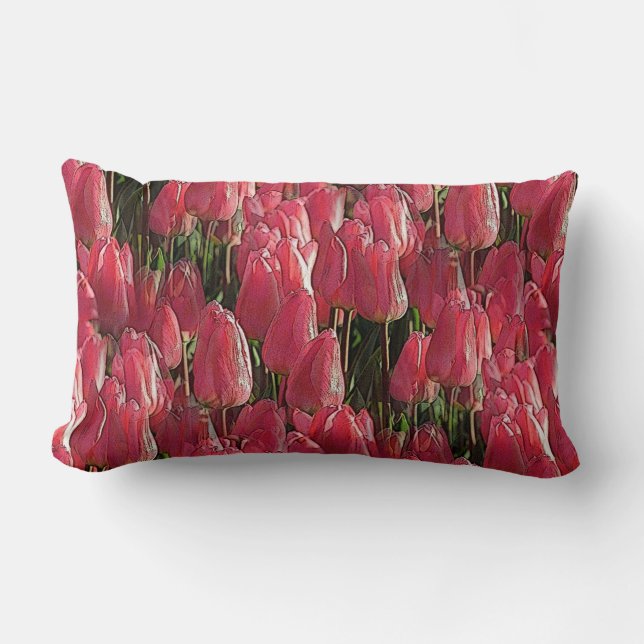 Coussin Rectangle Tulipes roses florales (Recto)