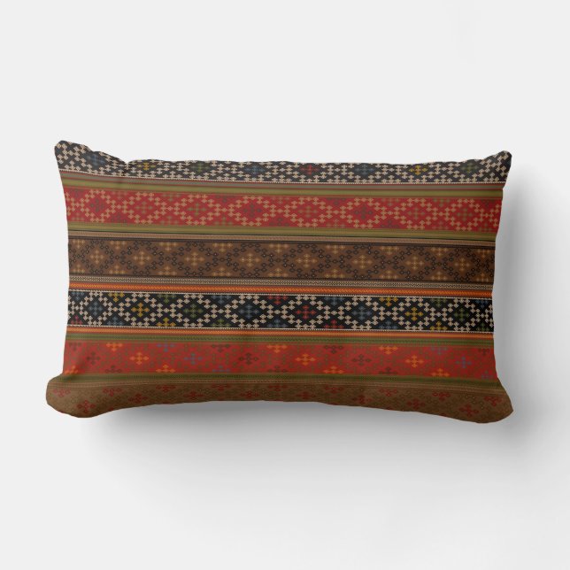Coussin Rectangle Turc Kilim Motif Tribal coloré (Recto)