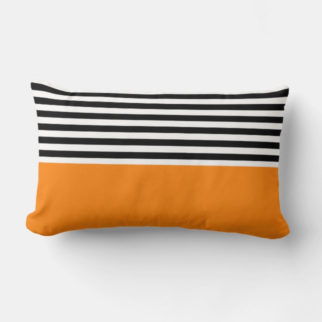 Coussin Rectangle Turmeric avec bandes noires et blanches (Recto)