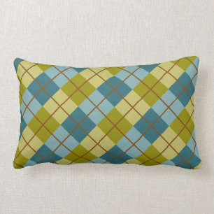 Coussin Rectangle Turquoise bleu Olive Jaune Motif