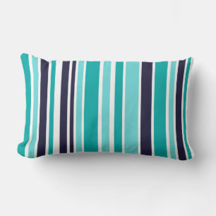 Coussin Rectangle Turquoise et rayé bleu foncé