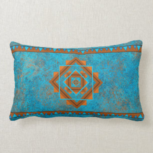 Coussin Rectangle Turquoise géométrique des pics de montagne du Sud-
