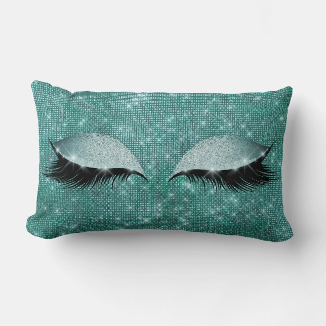 Coussin Rectangle Turquoise Glam aquatique Sparkly Eye Black Parties (Recto)