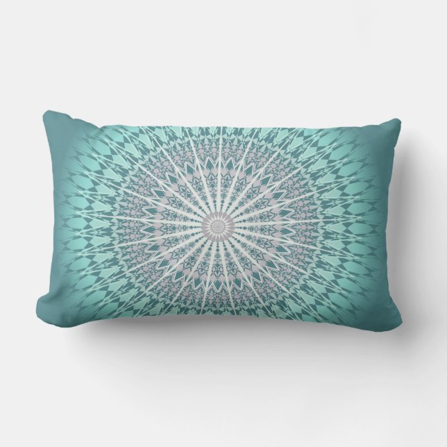 Coussin Rectangle Turquoise Green Chevron Mandala (Recto)