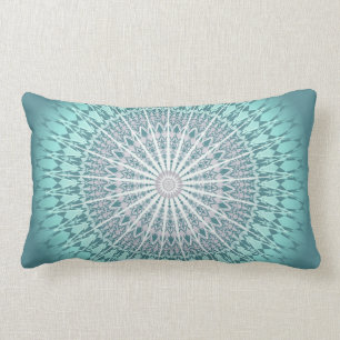 Coussin Rectangle Turquoise Green Chevron Mandala