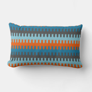 Coussin Rectangle Turquoise, gris et orange motif
