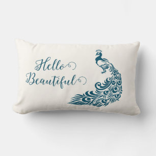 Coussin Rectangle Turquoise Peacock Bold Design Art Déco élégant