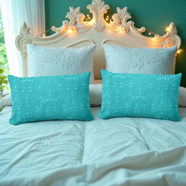 Coussin Rectangle Turquoise sarcelle aqua motif damassé (Créateur téléchargé)