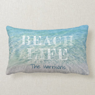 Coussin Rectangle Turquoise tropicale de plage sablonneuse de la vie