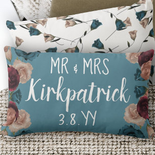 Coussin Rectangle Turquoise Vert, Beige, Bourgogne Mariages Roses No